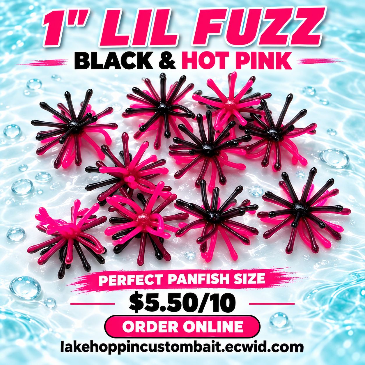 1" Lil fuzz  Black &amp; hot pink  10 per pack