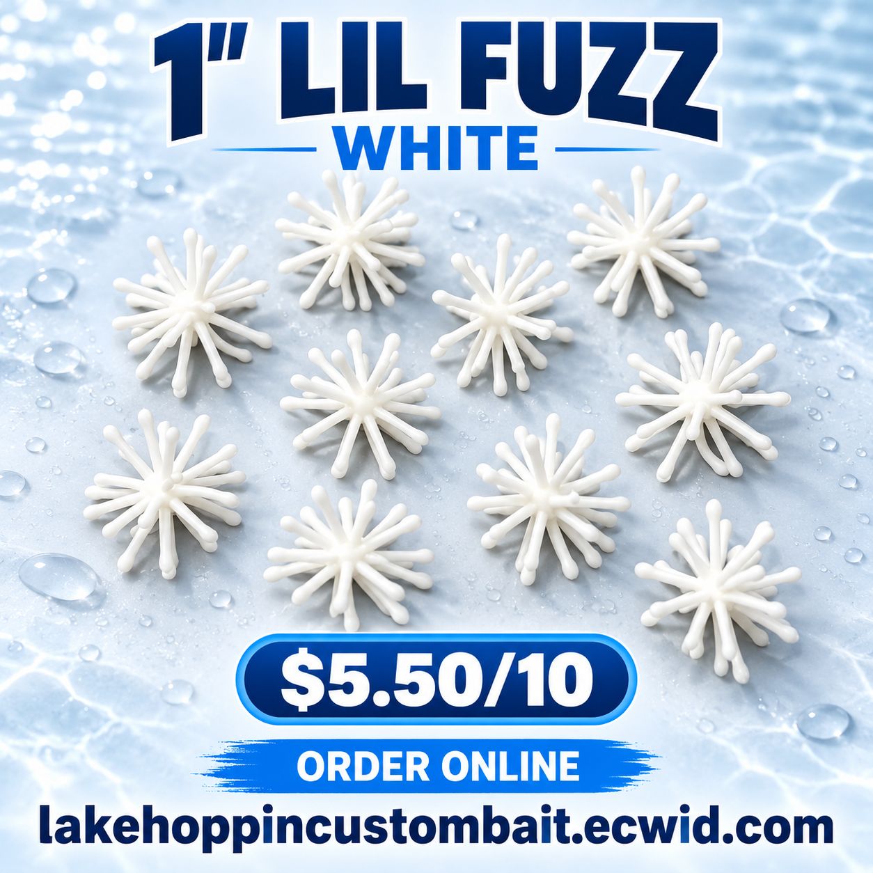 1" Lil fuzz  White  10 per pack