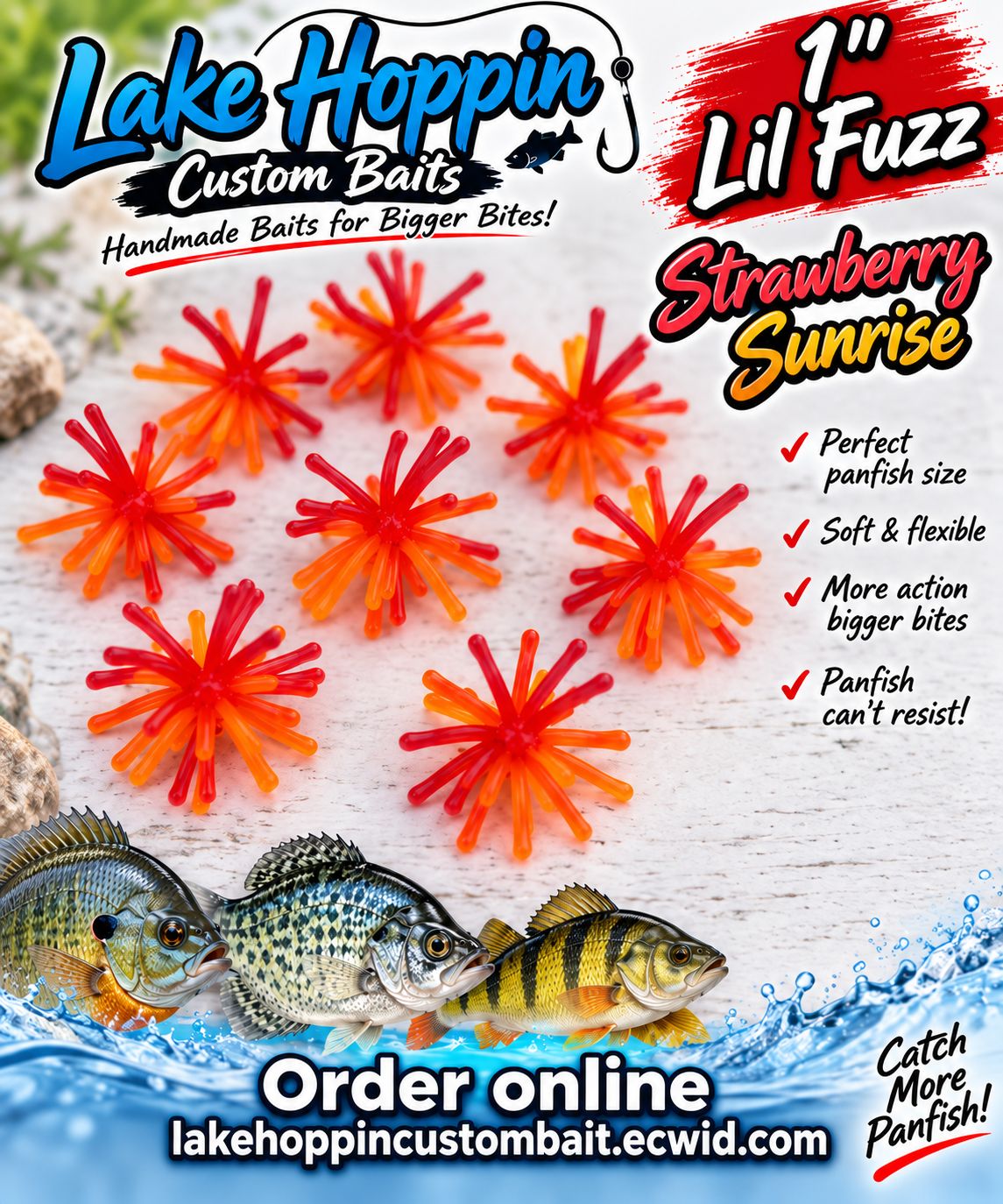 1" Lil fuzz  10 per pack  Strawberry sunrise
