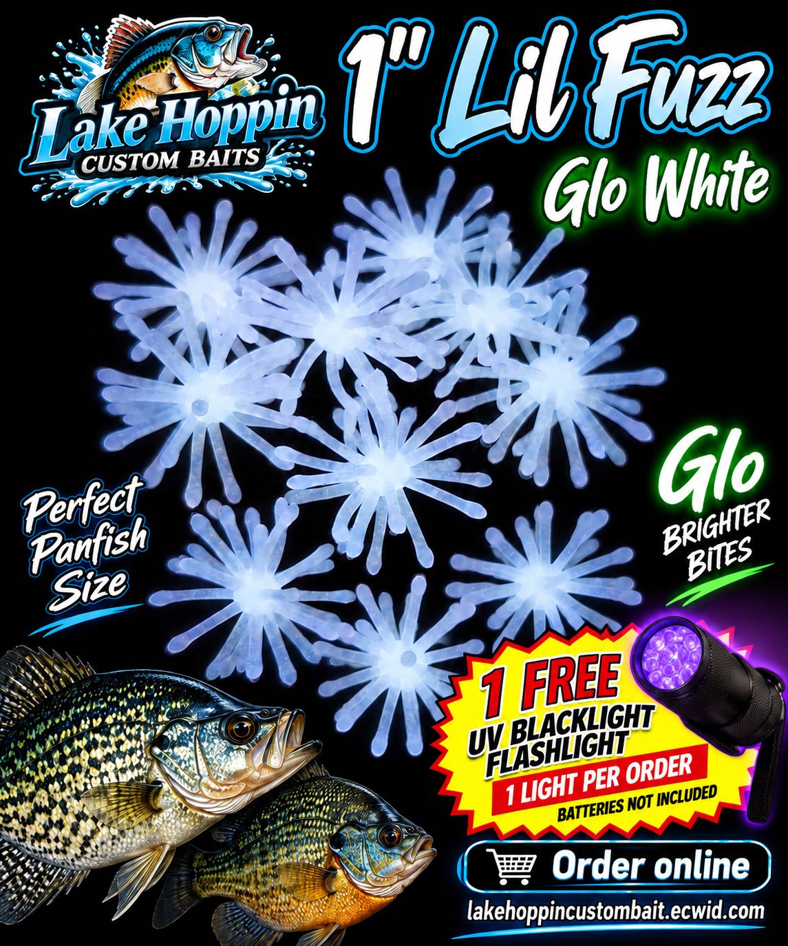 1" Lil fuzz  10 per pack  White glo