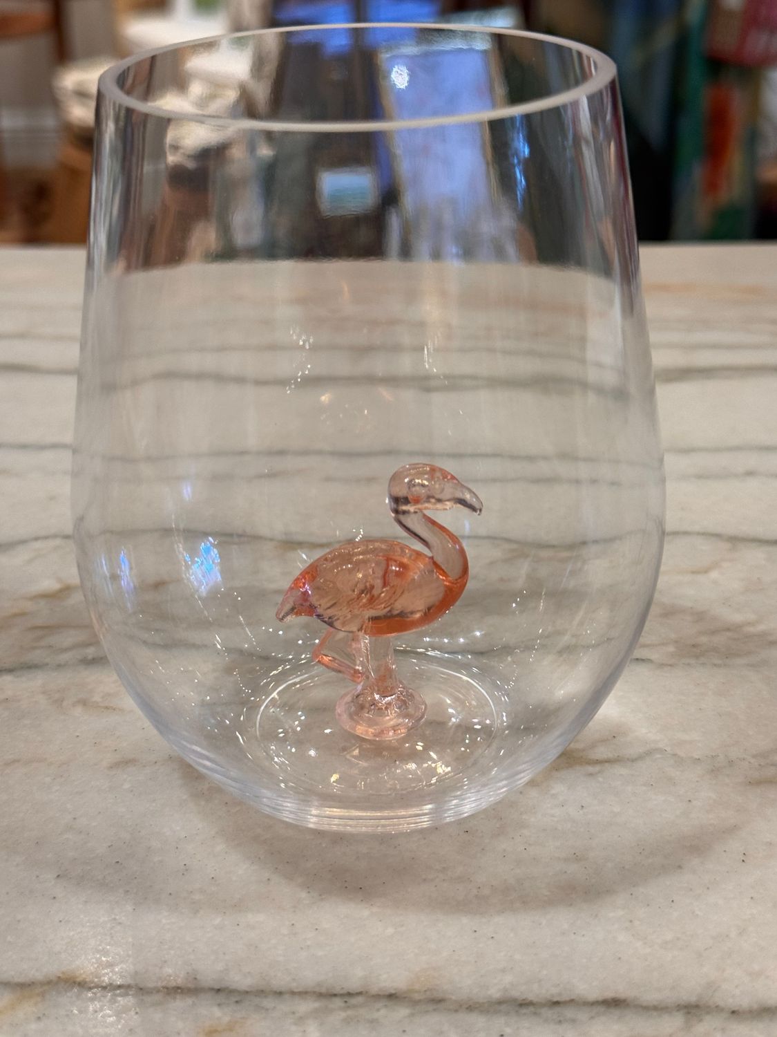 Acrylic Stemless Flamingo Wine Glass