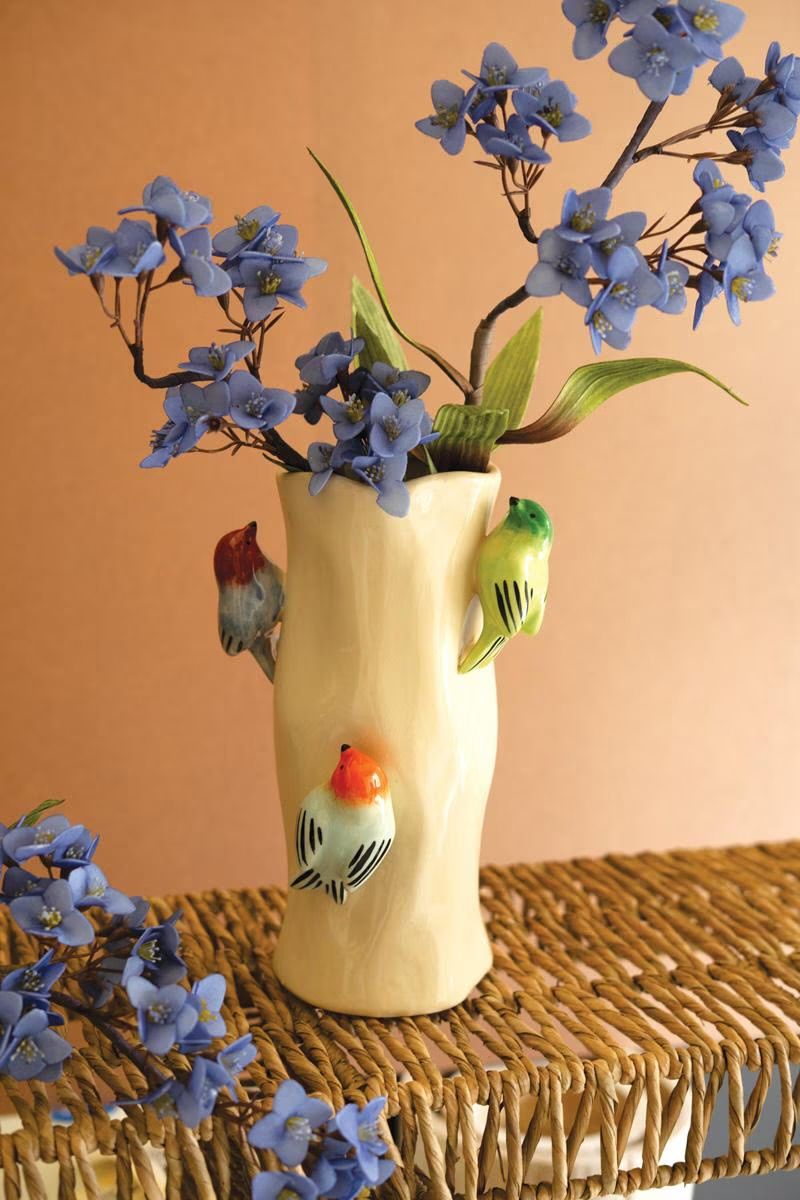 Ceramic Vase With Colorful Birds