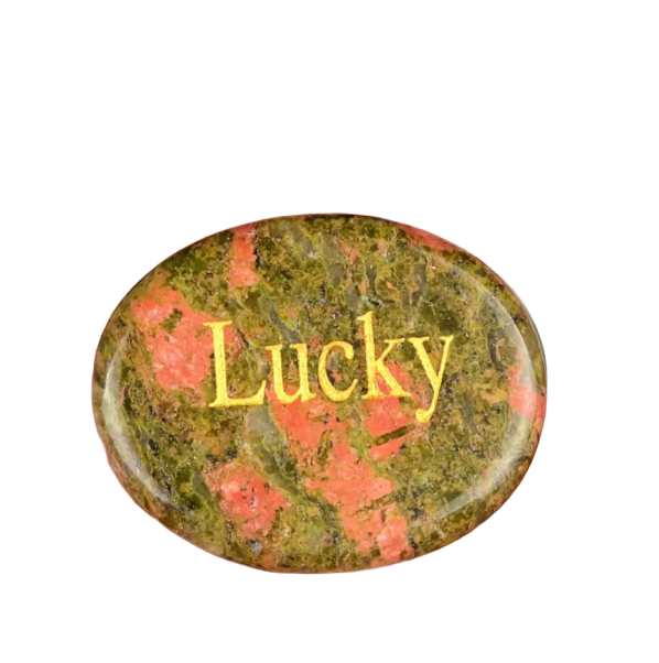 Unakite Spiritual Oval Thumb-Press Healing Stone - "LUCKY"