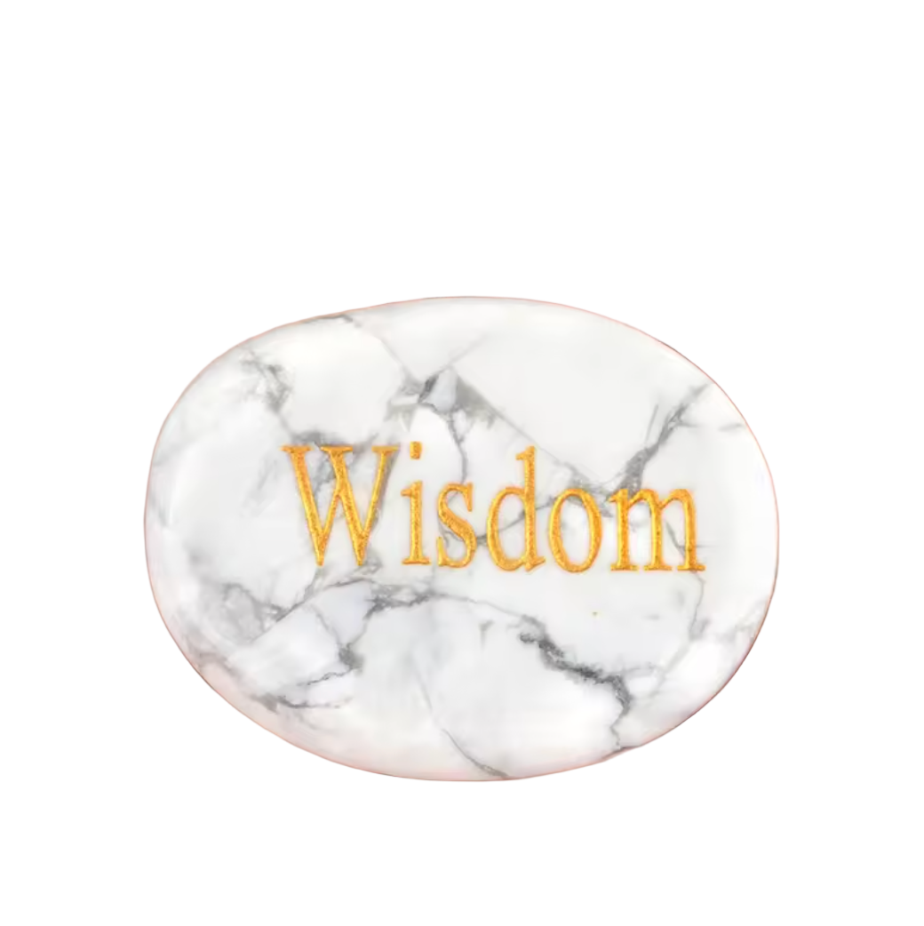 Howlite Spiritual Oval Thumb-Press Healing Stone- "WISDOM"