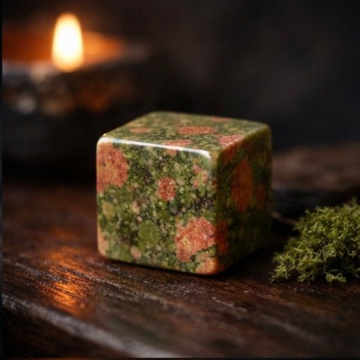 Verdera Unakite - Natural Healing Stone Cube