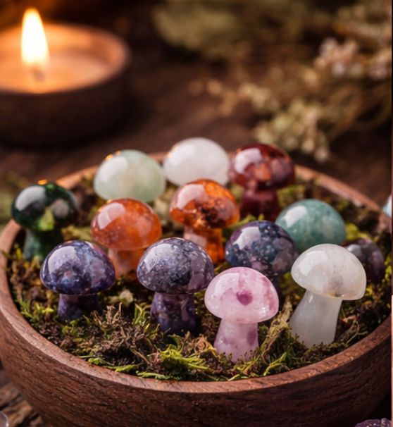 Polished Crystal Sculpted Mushrooms