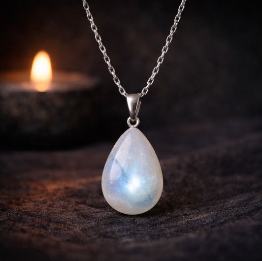 Moonveil Moonstone Silver 925 Teardrop Pendant