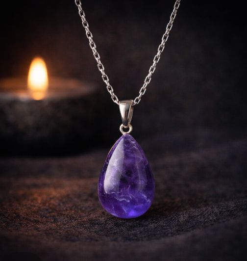 Velora Amethyst Silver 925 Teardrop Pendant