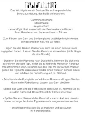 Färbeanleitung für Tierische Fasern