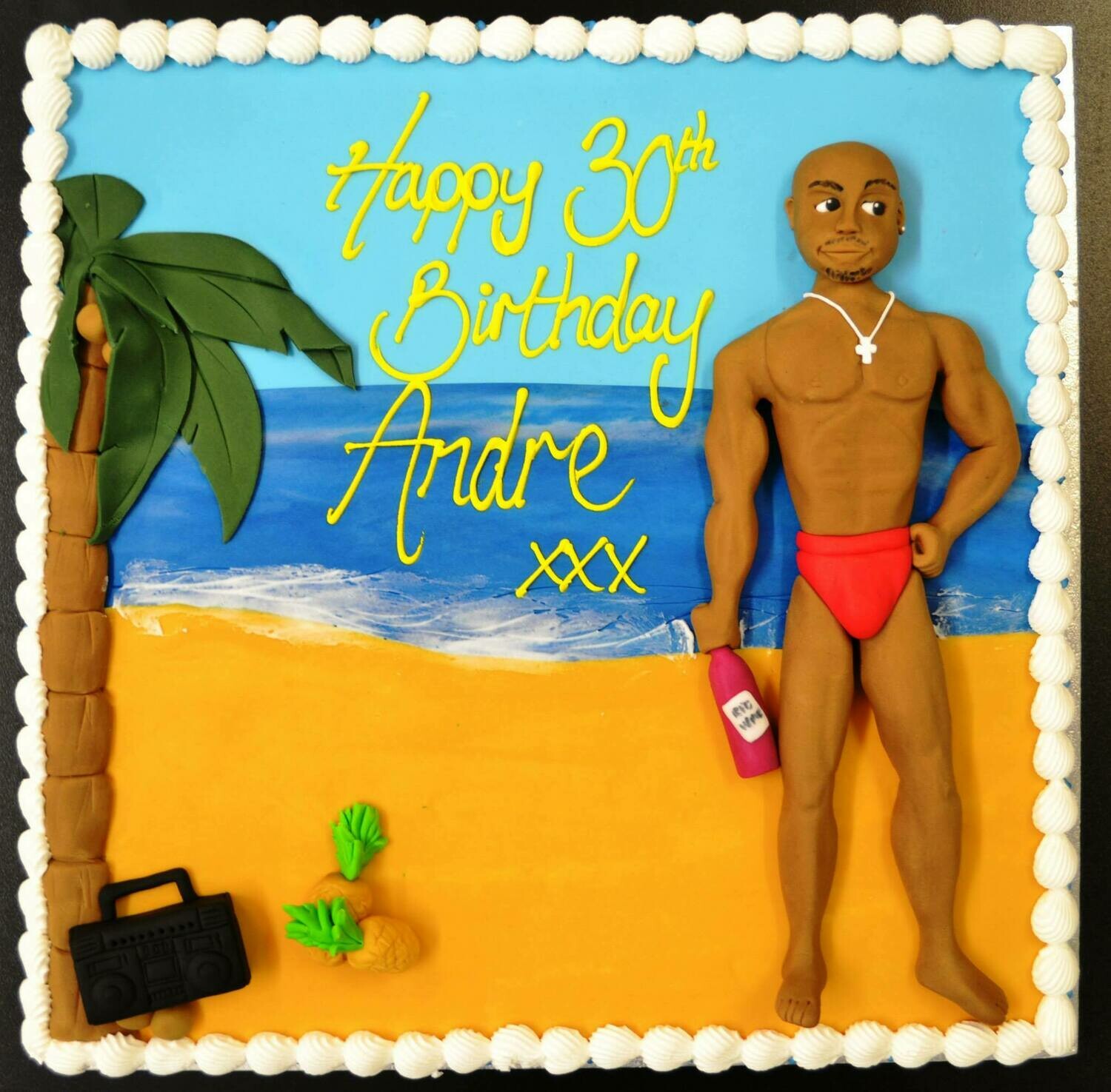 Square with beach theme and model