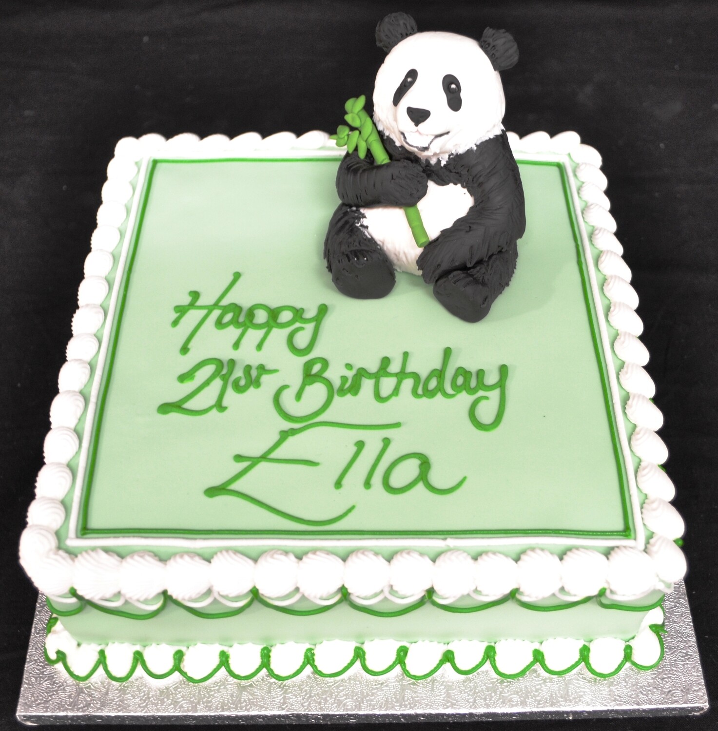 Panda on square cake