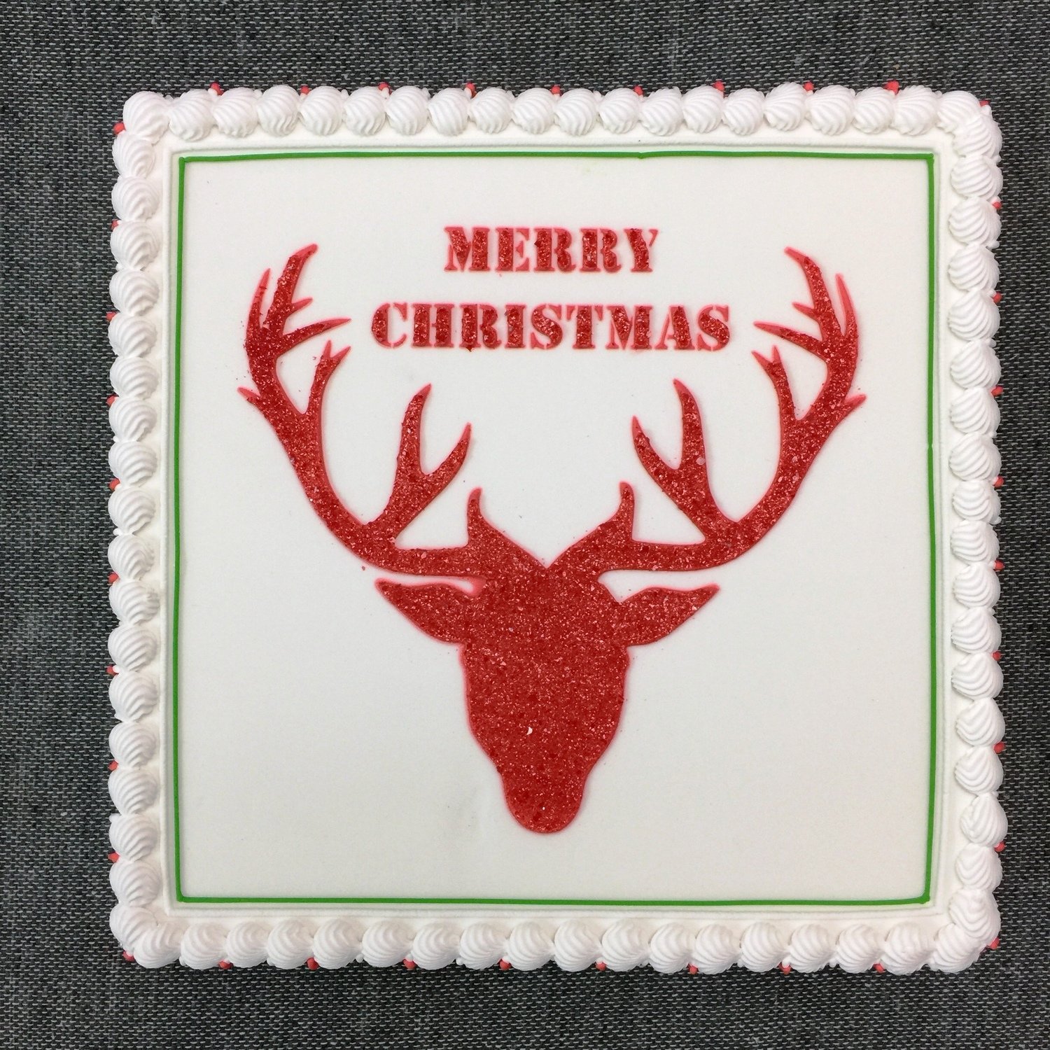 Square Cake with Reindeer Sparkle Silhouette