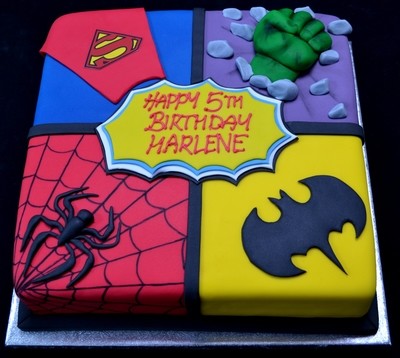 Superhero theme cake