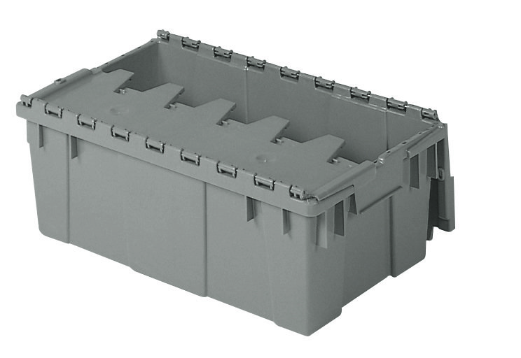 Attached Lid Container - 20" x 12" x 7" - Light Gray