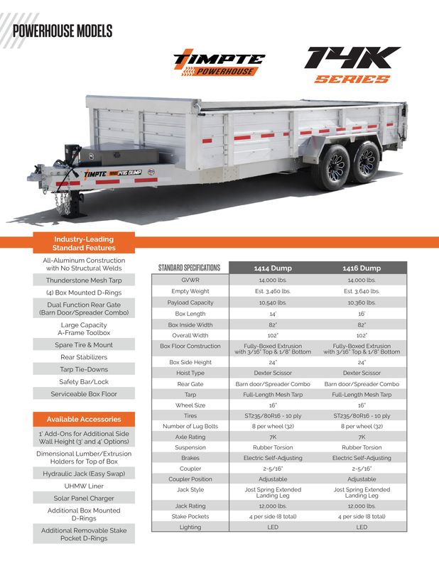 2027 Timpte Powerhouse Dump Trailer - 14k - 16' - TE009998-In Production: Lincoln,NE - Due 03.01.2026