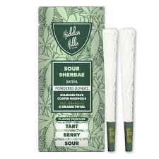 Hidden Hills: 2grams (2x) Diamond Pave Coated Hashhole Pre-Rolls - Sour Sherbae SATIVA