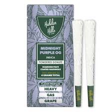 Hidden Hills: 2grams (2x) Diamond Pave Coated Hashhole Pre-Rolls - Midnight Purple OG INDICA