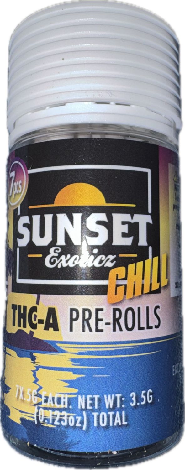 SUNSET Exoticz: 7pk Pre-Rolls - Lemon Cheese Cake SATIVA