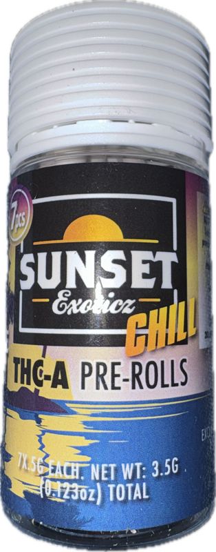 SUNSET Exoticz: 7pk Pre-Rolls - Lemon Cheese Cake SATIVA