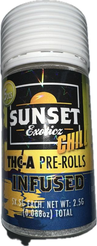 SUNSET Exoticz: 5pk INFUSED Pre-Rolls - Sour Apple INDICA