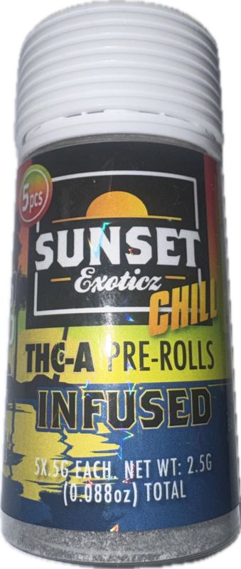 SUNSET Exoticz: 5pk THCa Diamond Live Resin INFUSED Pre-Rolls - Mango Tango HYBRID