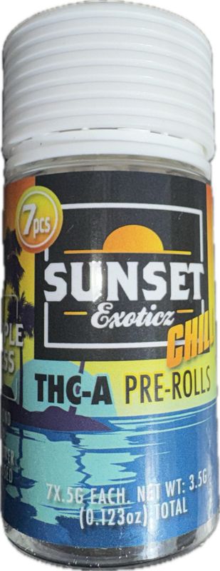 SUNSET Exoticz: 7pk Pre-Rolls - Pineapple Express SATIVA