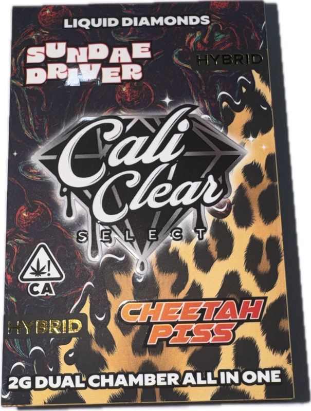 Cali Clear Select: 2g Liquid Diamonds Dual Chamber All In One - Sundae Driver (HYBRID) x Cheetah Piss (HYBRID)