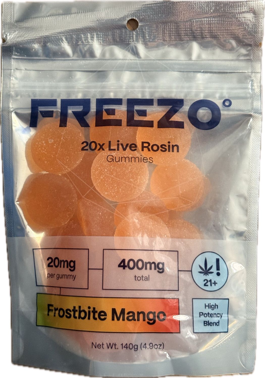 Freezo: 400mg Infused Live Rosin Gummies - Assorted Frostbite Mango SATIVA