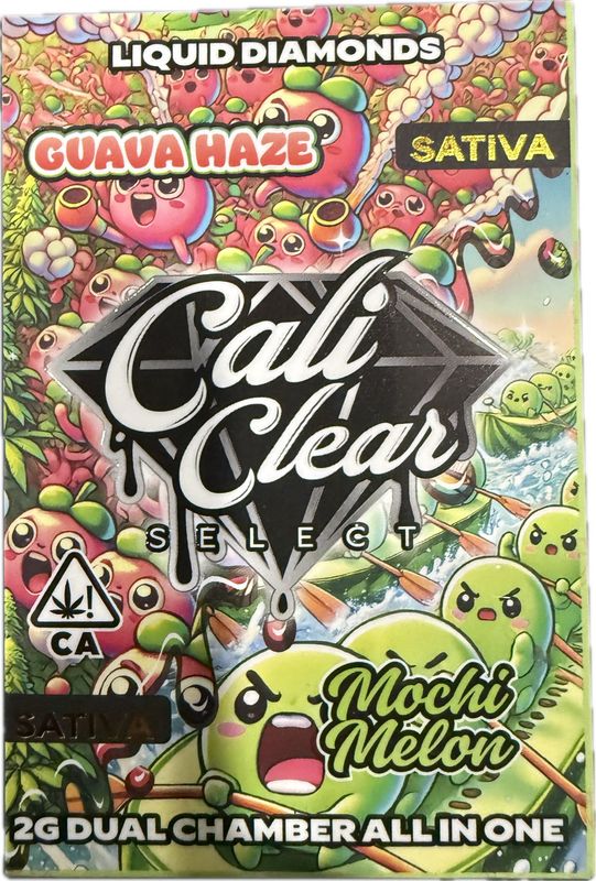 Cali Clear Select: 2g Liquid Diamonds Dual Chamber All In One - Guava Haze (SATIVA) x Mochi Melon (SATIVA)