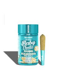 Baby Jeeter: 5pk Rosin Enhanced Diamonds Pre-Rolls THC: 36.9% - Milk Man INDICA