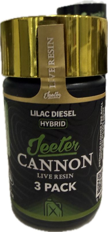Jeeter Cannon: 3pk Premium Flower Glass Tip Pre-Roll INFUSED w/ Live Resin - Lilac Diesel- Hybrid