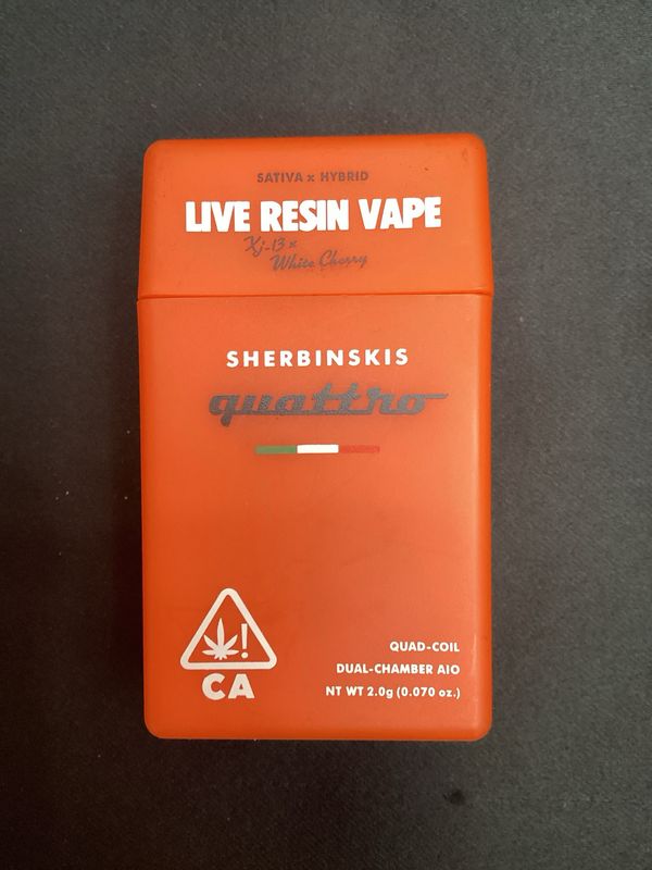 SHERBINSKI Quattro: 2gram Dual Chamber Live Resin Vape - XJ-13 x White Cherry