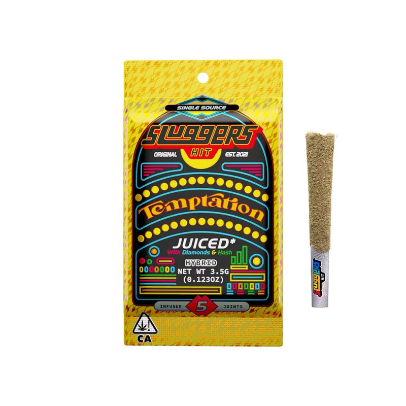 Sluggers HIT: 5pk INFUSED Pre-Rolls • JUICED* With Diamonds &amp; Hash - Temptation HYBRID