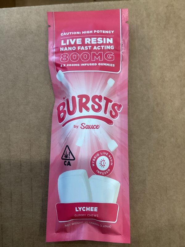 Burst Lychee Infused Live Resin Gummies 800mg Hybrid