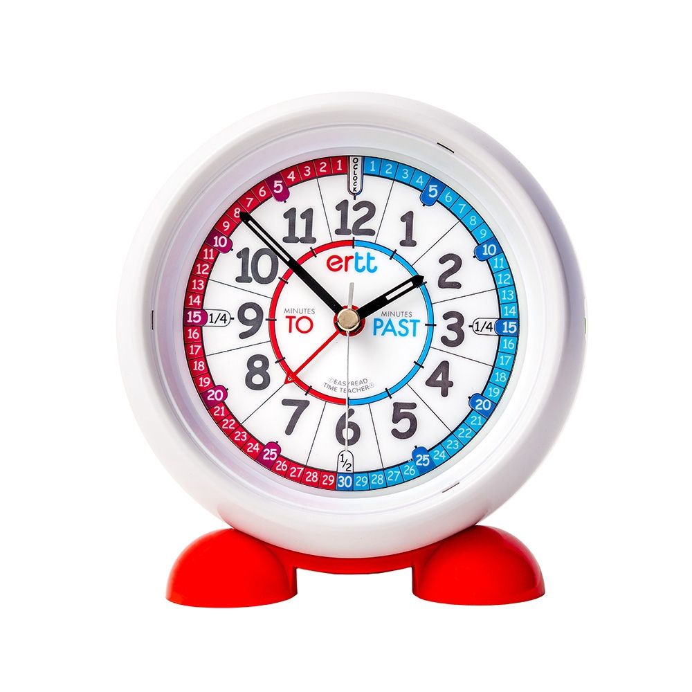 Easy Read Time Teacher Alarm Clock - RED/BLUE past/to