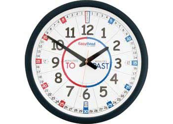 Easy Read Time Teacher Classroom Clock RED/BLUE Face