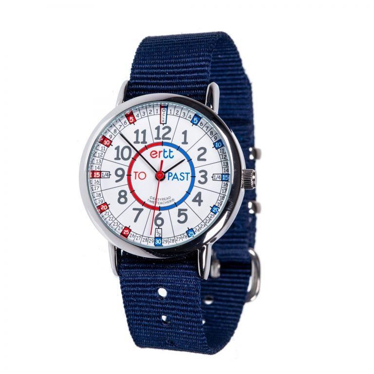 Easy Read Time Teacher Red and Blue Watch - NAVY