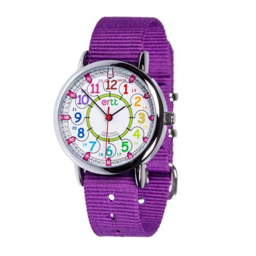 Easy Read Time Teacher Rainbow Watch - Purple WATERPROOF