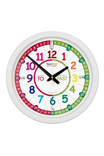 Easy Read Time Teacher Classroom Clock RAINBOW
