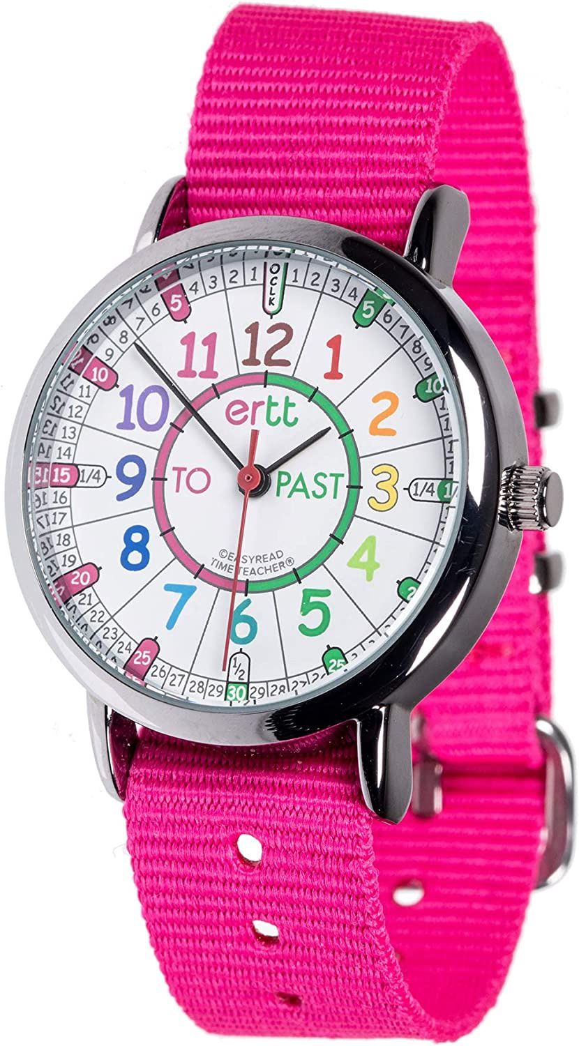 Easy Read Time Teacher Rainbow Watch - PINK