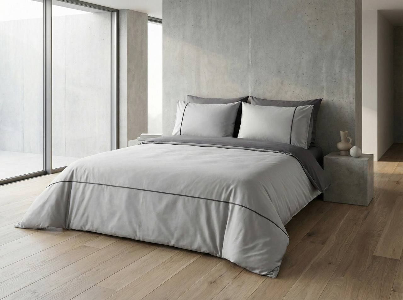 серое постельное белье евро размер ранфорс производство Турция