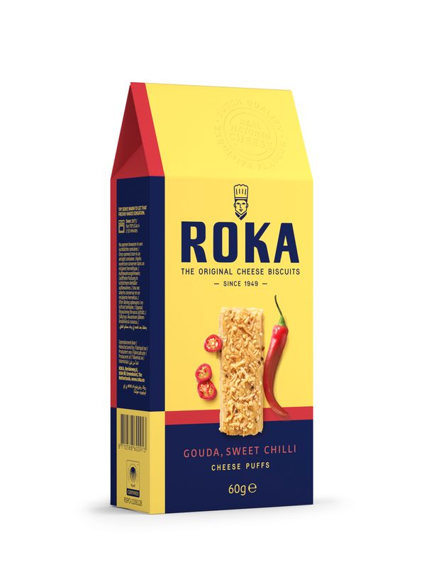 Roka Cheese Puffs Gouda Cheese met Sweet Chilli 60 gr