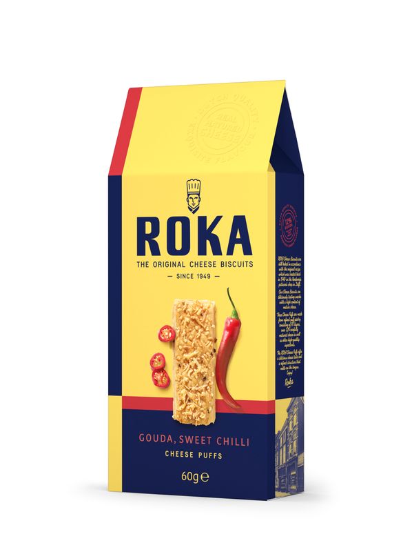 Roka Cheese Puffs Gouda Cheese met Sweet Chilli 60 gr