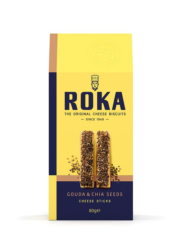 Roka Cheesesticks Gouda kaas met Chia zaadjes 80 gr