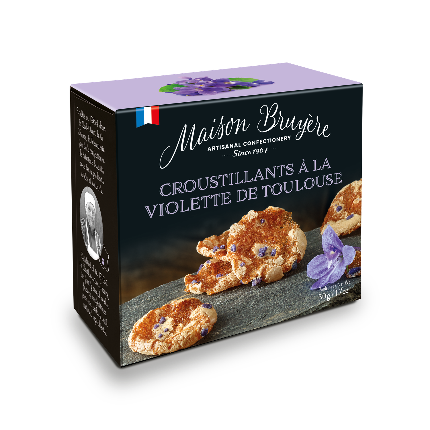 Maison Bruyère - heerlijke krokante koekjes met gecrystalizeerde viooltjes
