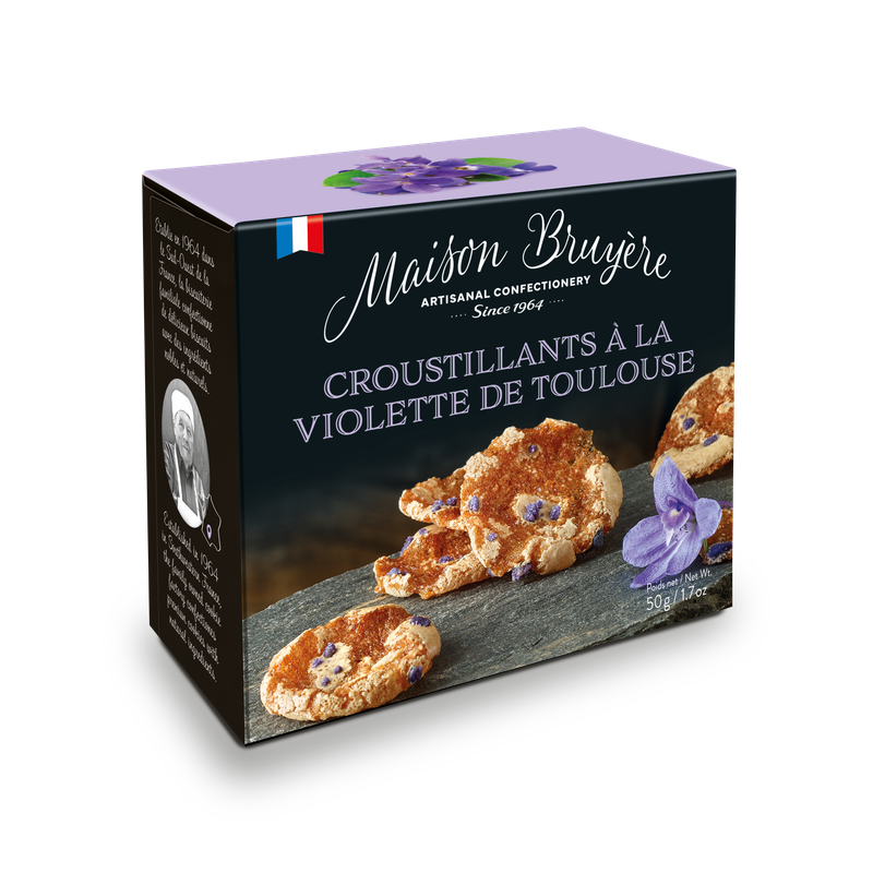 Maison Bruyère - heerlijke krokante koekjes met gecrystalizeerde viooltjes