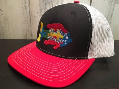 Autism Anglers Snap Back Hat- Blk/Red/Wht