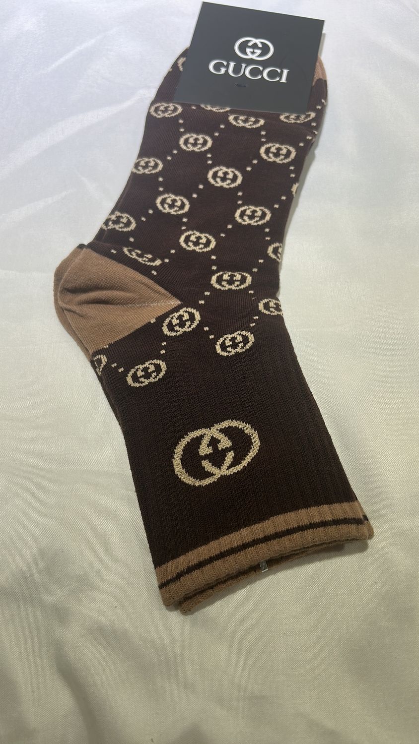 Socks, dark brown GG 1