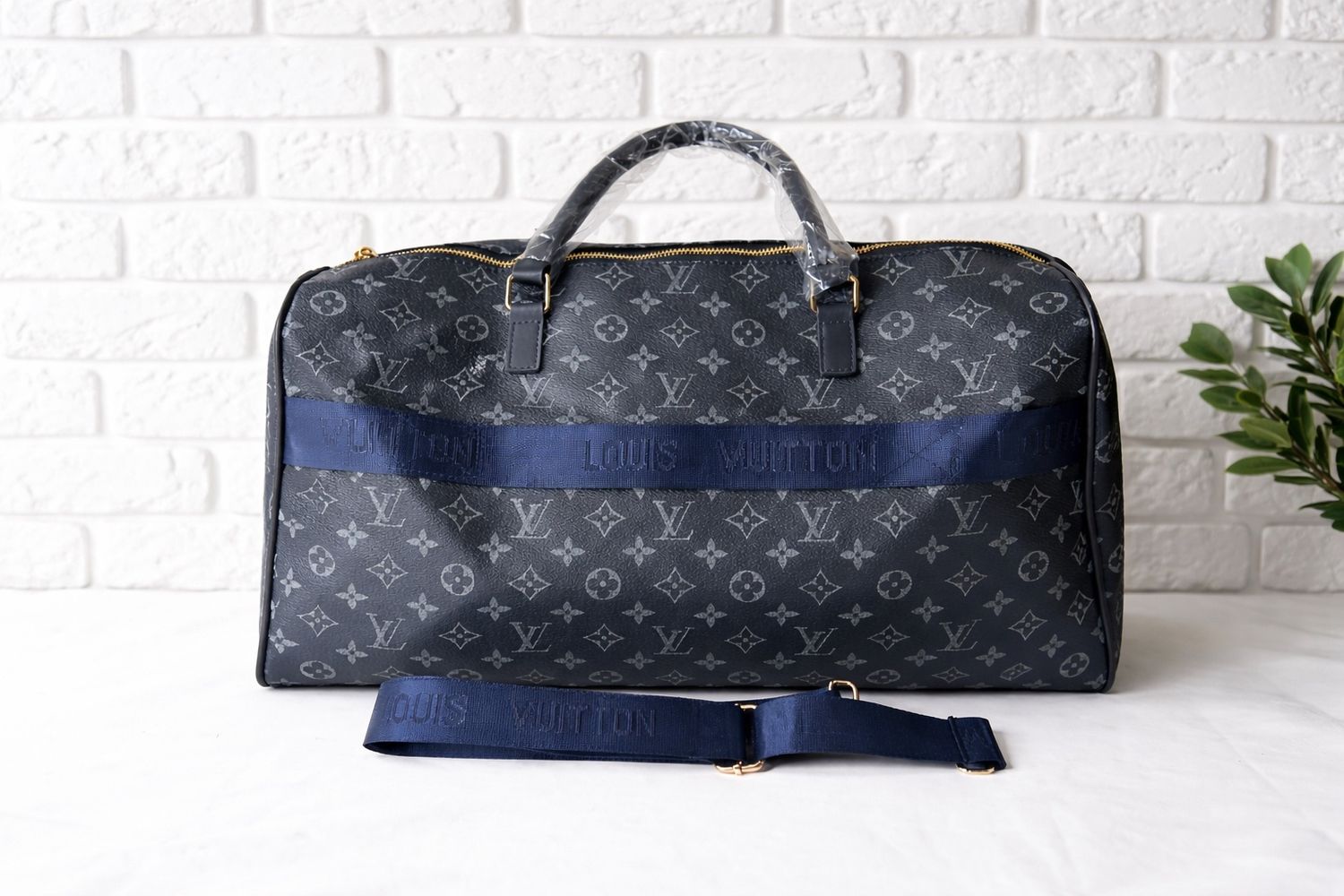 LV navy blue duffel bag