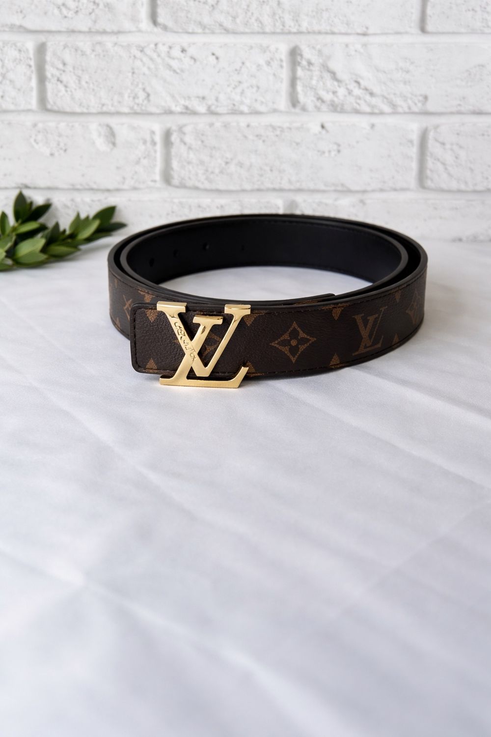 Brown with gold buckle LV